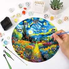 Load image into Gallery viewer, Paint by Numbers Clock - Starry Night &amp; Sunflowers