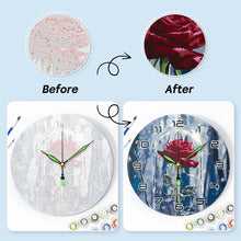 Load image into Gallery viewer, Paint by Numbers Clock - Enchanted Rose
