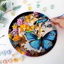 Load image into Gallery viewer, Paint by Numbers Clock - Butterflies &amp; Flowers Figured'Art