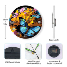 Load image into Gallery viewer, Paint by Numbers Clock - Butterflies &amp; Flowers