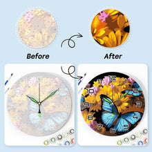 Load image into Gallery viewer, Paint by Numbers Clock - Butterflies &amp; Flowers