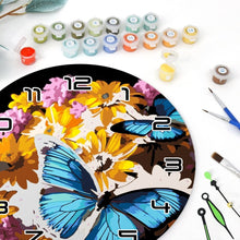 Load image into Gallery viewer, Paint by Numbers Clock - Butterflies &amp; Flowers