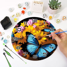 Load image into Gallery viewer, Paint by Numbers Clock - Butterflies &amp; Flowers