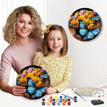 Load image into Gallery viewer, Paint by Numbers Clock - Butterflies &amp; Flowers
