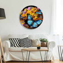 Load image into Gallery viewer, Paint by Numbers Clock - Butterflies &amp; Flowers