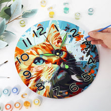 Load image into Gallery viewer, Paint by Numbers Clock - Curious Cat Figured'Art
