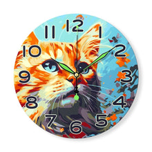 Load image into Gallery viewer, Paint by Numbers Clock - Curious Cat