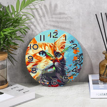 Load image into Gallery viewer, Paint by Numbers Clock - Curious Cat