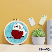 Load image into Gallery viewer, Punch Needle Kit - Cat with Ball of Wool