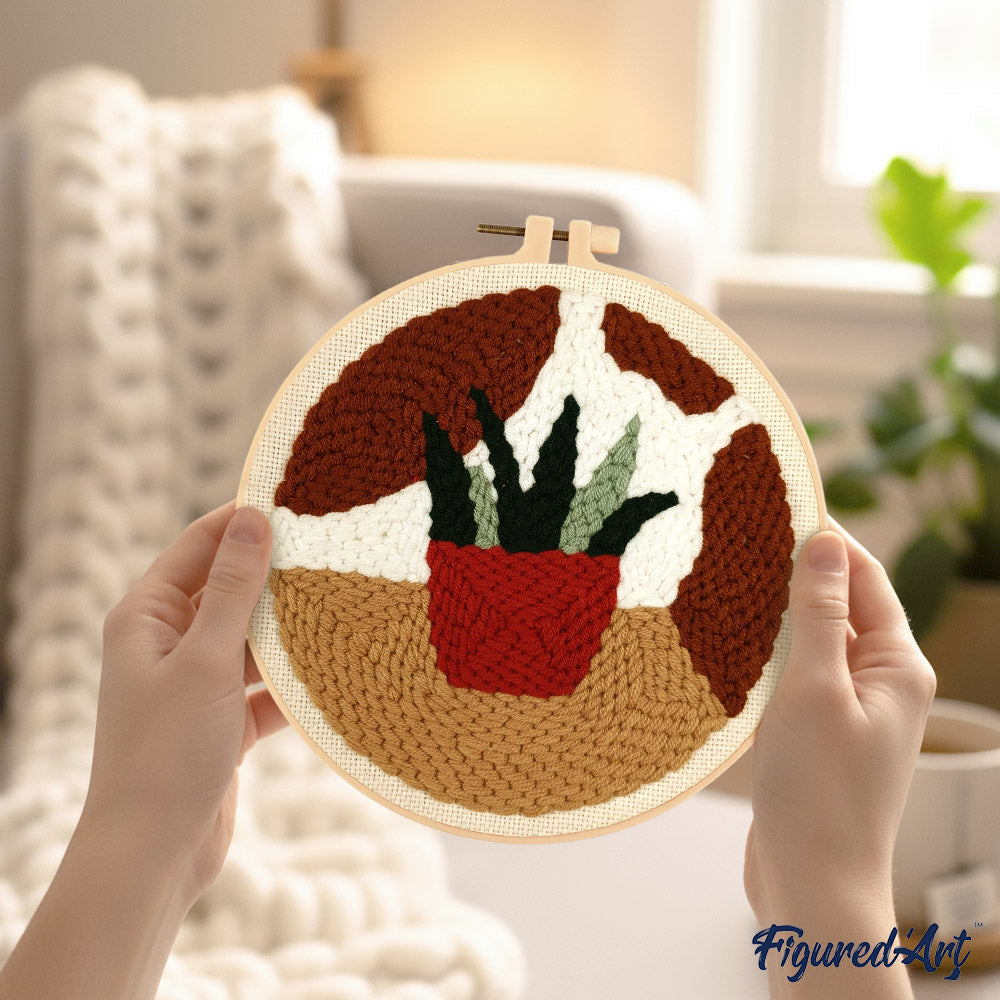 Punch Needle Kit - Red Pot Plant – Figured'Art