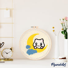Load image into Gallery viewer, Punch Needle Kit - Cat on the Moon