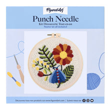Load image into Gallery viewer, Punch Needle Kit - Blue Moth and Flowers