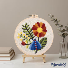 Load image into Gallery viewer, Punch Needle Kit - Blue Moth and Flowers