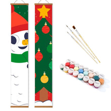 Load image into Gallery viewer, Paint by Numbers Front Door Hanging Banners - Smiling Snowman