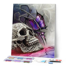 Load image into Gallery viewer, Diamond Painting | Diamond Painting - Skull and Butterfly | animals butterflies Diamond Painting Animals | FiguredArt