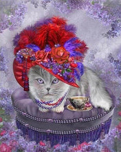 Load image into Gallery viewer, Diamond Painting | Diamond Painting - Cat with Hat and Necklace | animals cats Diamond Painting Animals | FiguredArt