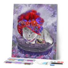 Load image into Gallery viewer, Diamond Painting | Diamond Painting - Cat with Hat and Necklace | animals cats Diamond Painting Animals | FiguredArt