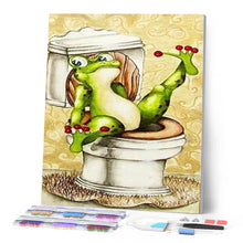 Load image into Gallery viewer, Diamond Painting - Frog in Toilets 40x50cm canvas already framed