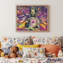 Load image into Gallery viewer, Diamond Painting - Buddha statue in front of a large tree