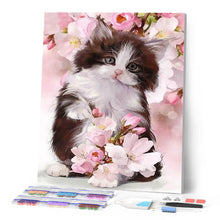 Load image into Gallery viewer, Diamond Painting | Diamond Painting - Cat and Flowers | animals cats Diamond Painting Animals flowers | FiguredArt