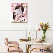 Load image into Gallery viewer, Diamond Painting | Diamond Painting - Cat and Flowers | animals cats Diamond Painting Animals flowers | FiguredArt