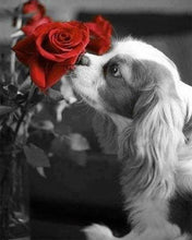 Load image into Gallery viewer, Diamond Painting | Diamond Painting - Dog and Rose | animals Diamond Painting Animals Diamond Painting Flowers dogs flowers | FiguredArt