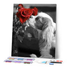 Load image into Gallery viewer, Diamond Painting | Diamond Painting - Dog and Rose | animals Diamond Painting Animals Diamond Painting Flowers dogs flowers | FiguredArt