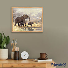 Load image into Gallery viewer, Diamond Painting | Diamond Painting - Family of Elephants in the savannah | animals Diamond Painting Animals elephants | FiguredArt
