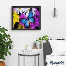 Load image into Gallery viewer, Diamond Painting | Diamond Painting - Blue Butterfly and Flowers | animals butterflies Diamond Painting Animals flowers | FiguredArt