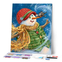 Load image into Gallery viewer, Diamond Painting | Diamond Painting - Snowman with green jacket | Diamond Painting Landscapes landscapes winter | FiguredArt