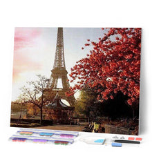Load image into Gallery viewer, Diamond Painting | Diamond Painting - Eiffel Tower and Red Flowers | cities Diamond Painting Cities trees | FiguredArt