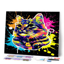 Load image into Gallery viewer, Diamond Painting - Cat Splash Pop Art 40x50cm canvas already framed
