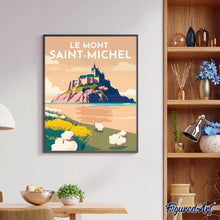 Load image into Gallery viewer, Diamond Painting - Travel Poster Mont Saint-Michel canvas already framed