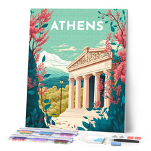 Load image into Gallery viewer, Diamond Painting - Travel Poster Athens canvas already framed