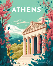 Load image into Gallery viewer, Diamond Painting - Travel Poster Athens canvas already framed