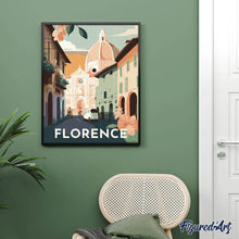 Load image into Gallery viewer, Diamond Painting - Travel Poster Florence canvas already framed