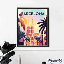 Load image into Gallery viewer, Diamond Painting - Travel Poster Barcelona canvas already framed