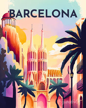 Load image into Gallery viewer, Diamond Painting - Travel Poster Barcelona canvas already framed