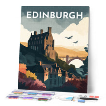 Load image into Gallery viewer, Diamond Painting - Travel Poster Edinburgh canvas already framed