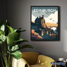 Load image into Gallery viewer, Diamond Painting - Travel Poster Edinburgh canvas already framed