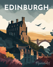 Load image into Gallery viewer, Diamond Painting - Travel Poster Edinburgh canvas already framed