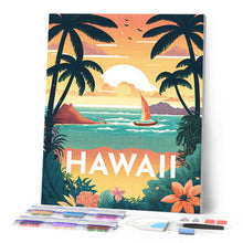 Load image into Gallery viewer, Diamond Painting - Travel Poster Hawaii canvas already framed