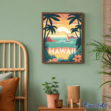 Load image into Gallery viewer, Diamond Painting - Travel Poster Hawaii canvas already framed