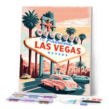 Load image into Gallery viewer, Diamond Painting - Travel Poster Las Vegas canvas already framed