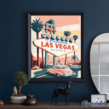 Load image into Gallery viewer, Diamond Painting - Travel Poster Las Vegas canvas already framed