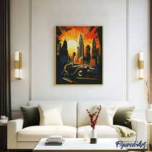 Load image into Gallery viewer, Diamond Painting - Art Deco Car in New York canvas already framed
