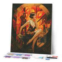 Load image into Gallery viewer, Diamond Painting - Sitting Art Deco Woman canvas already framed