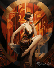 Load image into Gallery viewer, Diamond Painting - Sitting Art Deco Woman canvas already framed