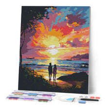 Load image into Gallery viewer, Diamond Painting - Couple and Colourful Sunset 40x50cm canvas already framed