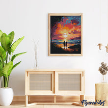 Load image into Gallery viewer, Diamond Painting - Couple and Colourful Sunset 40x50cm canvas already framed
